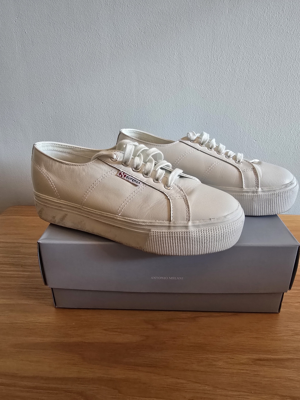 White Platform Leather Sneakers - Superga